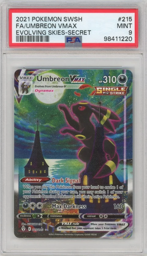 Sample Umbreon VMAX PSA 9 slab